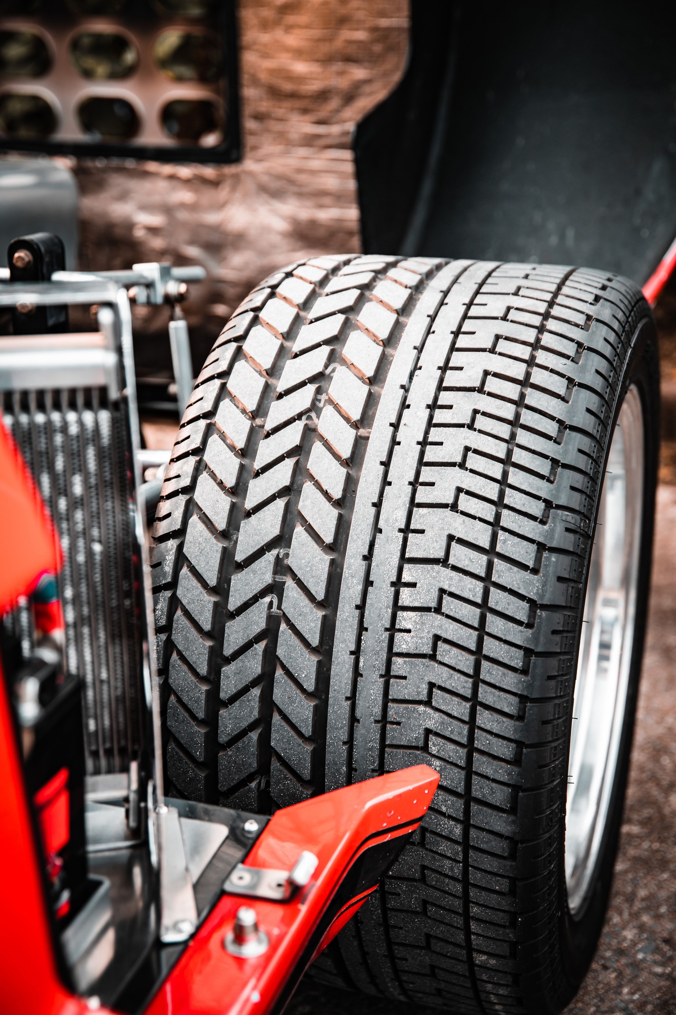 Vertical shot of a car tire